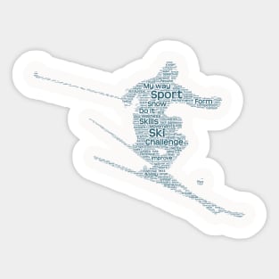 Skiing Skier Silhouette Shape Text Word Cloud Sticker